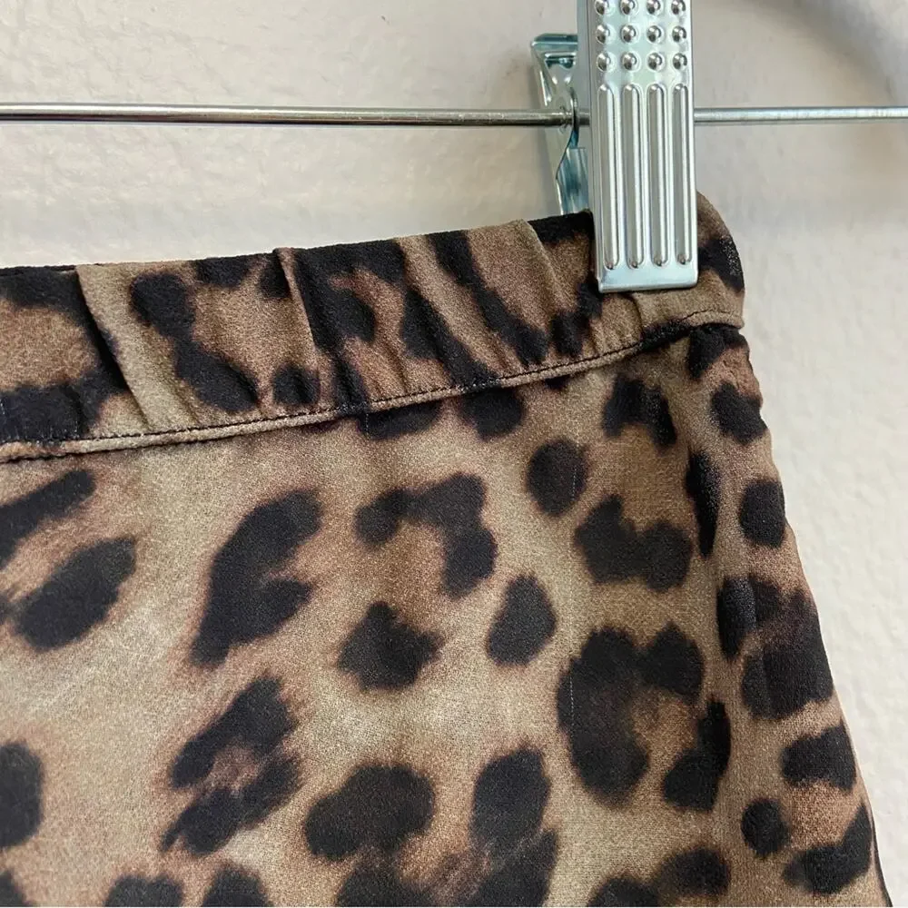 New Aiello by Frankie’s Bikinis Leopard Print Ruched Sheer Shorts Coverup XS